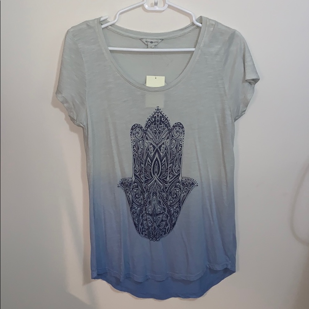 grey/blue print top